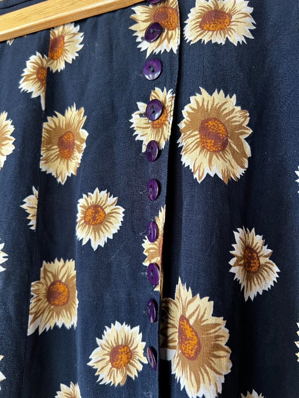 Vintage Rayon Button Down Sunflower Skirt
